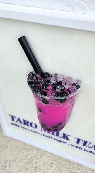 3D Taro Milk Boba Tea Art